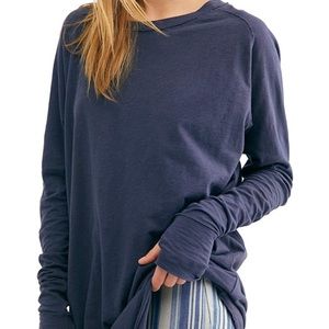 Free People Arden Tee **NWT** - Navy